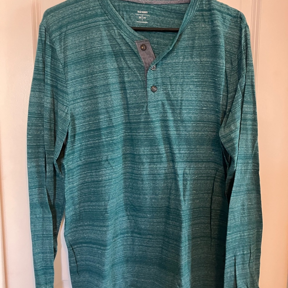 Old Navy Men's Teal Henley Shirt